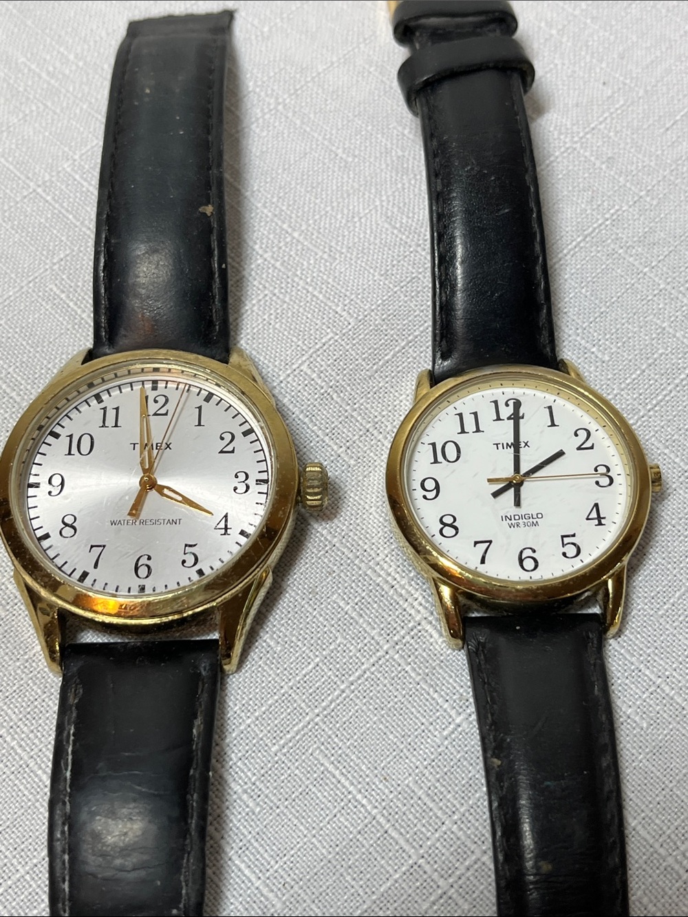 Vintage Timex Gold-Tone Watches with White Dials
Need new straps & batteries